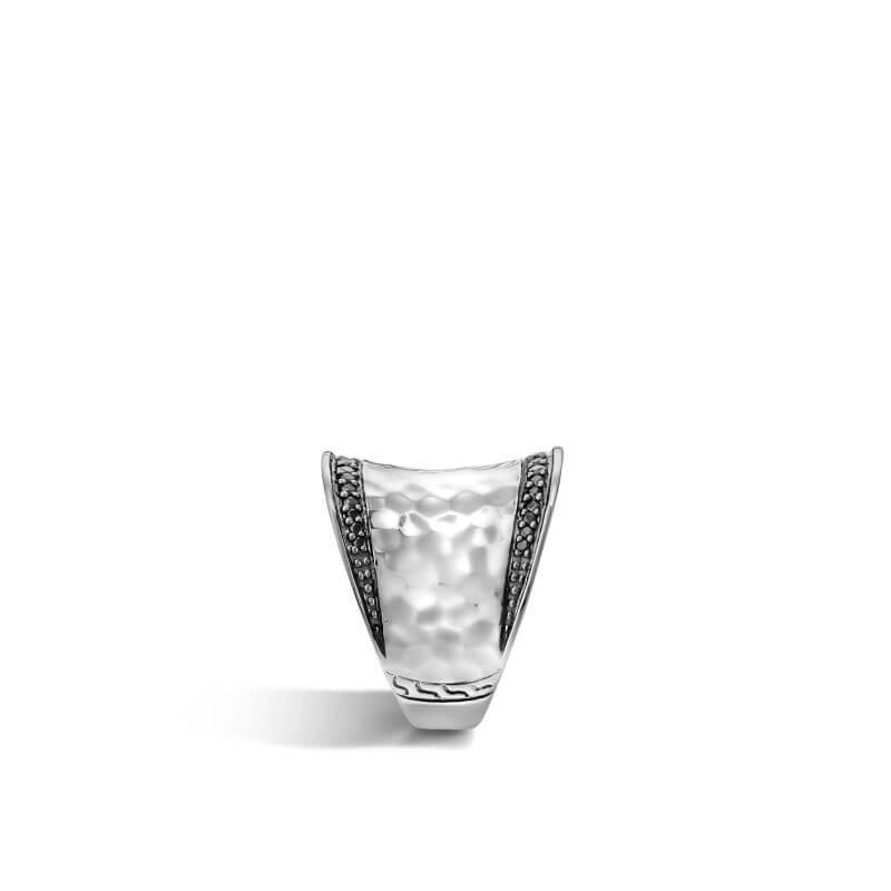 Silver Classic Black Sapphire Saddle Ring