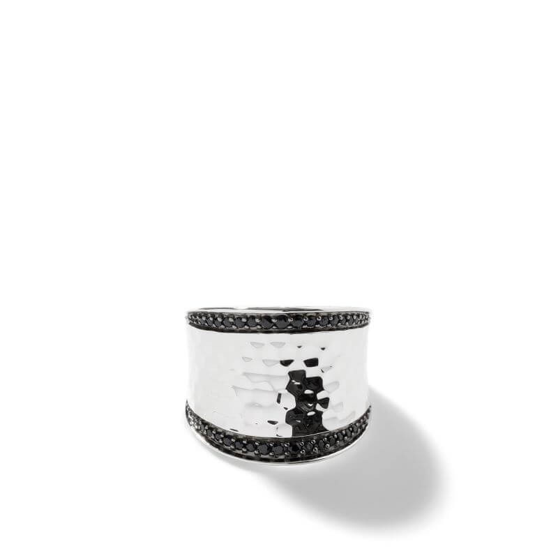 Silver Classic Black Sapphire Saddle Ring