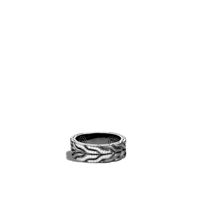 Sterling Silver Black Rhodium Diamond Band Ring