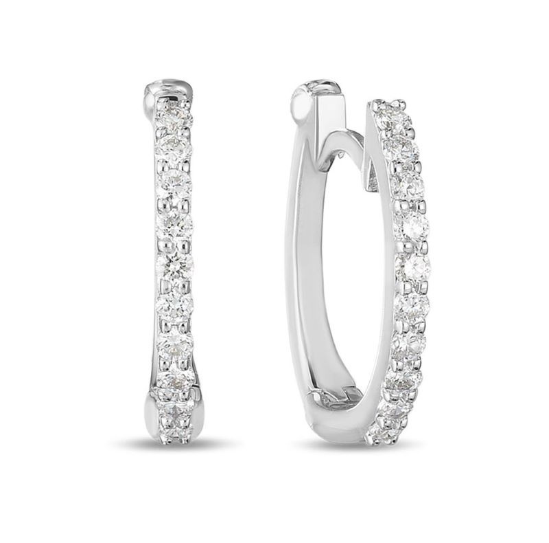 18k White Gold Diamond Huggie Earrings