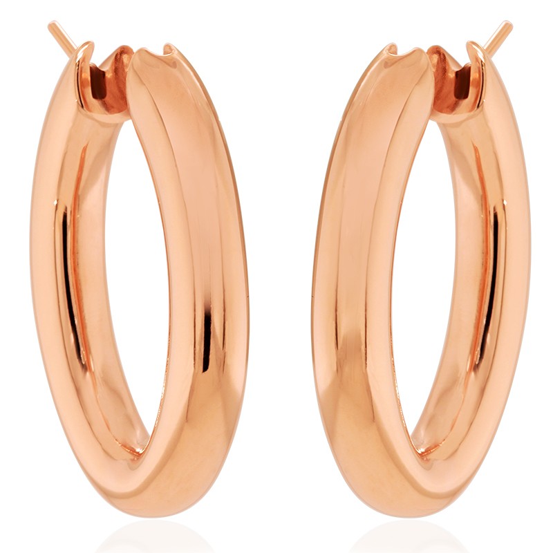 18k Rose Gold Oval Hoops