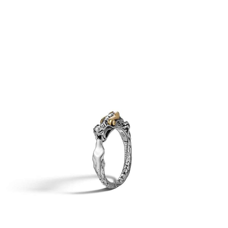 Sterling Silver and 18k Yellow Gold Naga Slim Dragon Ring