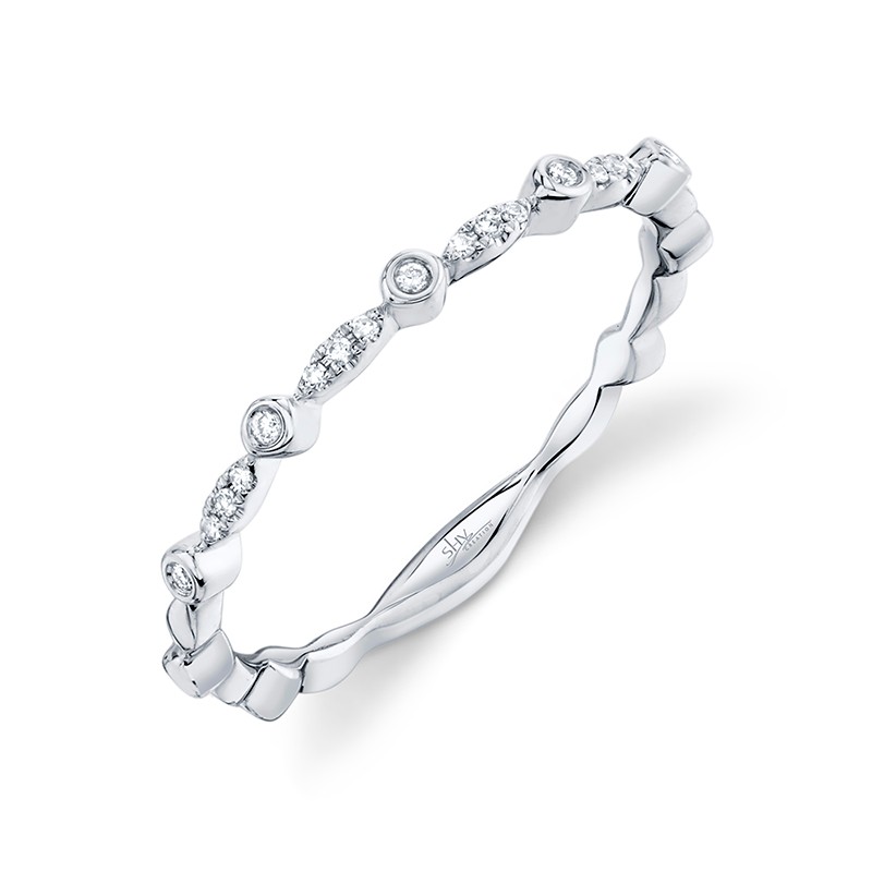 White Gold and Diamond Alternating Shape Stack Ring