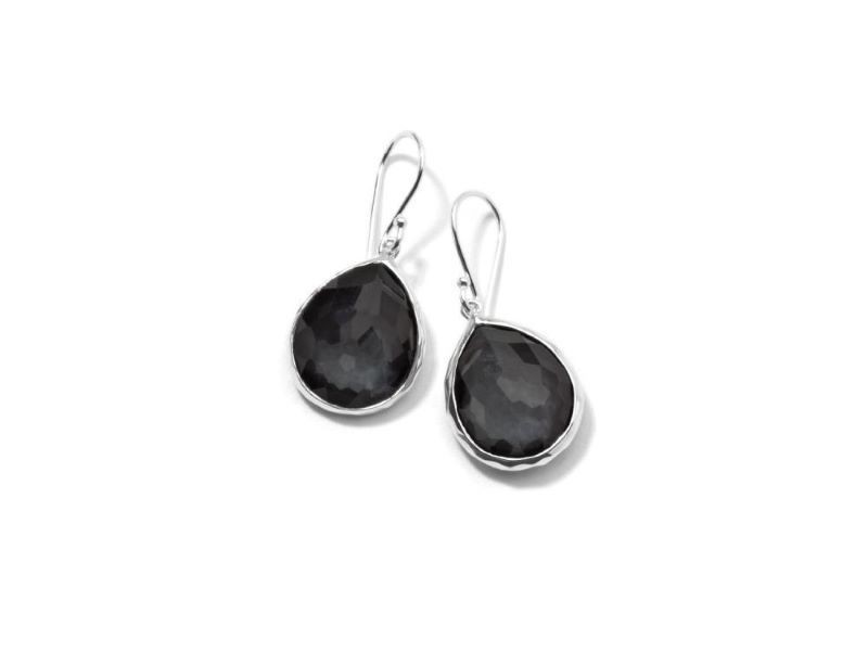 Silver Mini Wonderland Teardrop Hematite Hammered Earrings