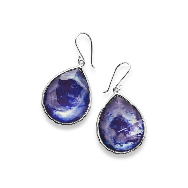 Silver Teeny Clear Quartz Teardrop Dangle Earrings