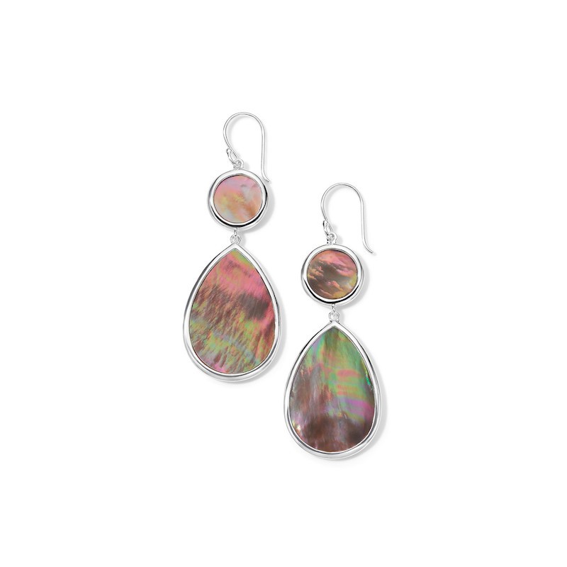 Silver Brown Shell Drop Earrings
