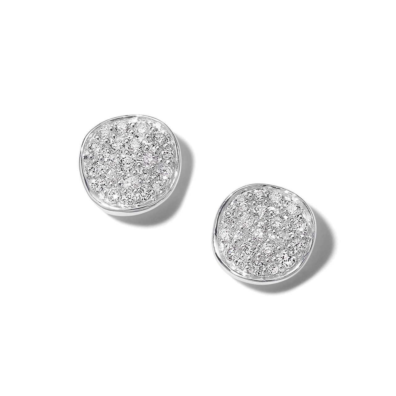 Mini Flower Stud Earrings in Sterling Silver with Diamonds