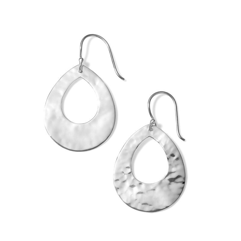 Silver Classico Small Crinkle Teardrop Earrings