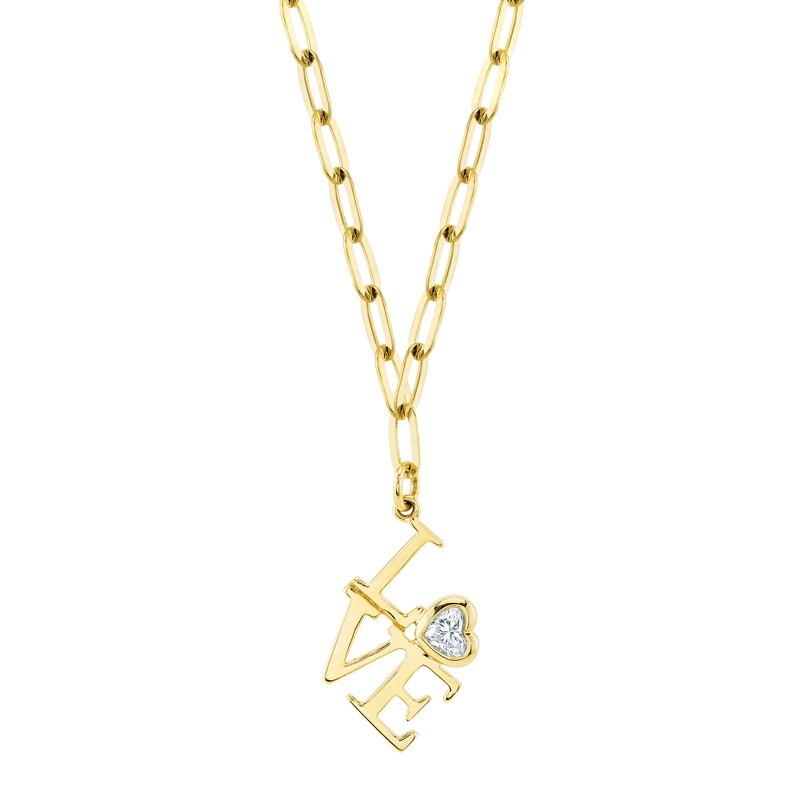 14k Yellow Gold Diamond Heart Necklace