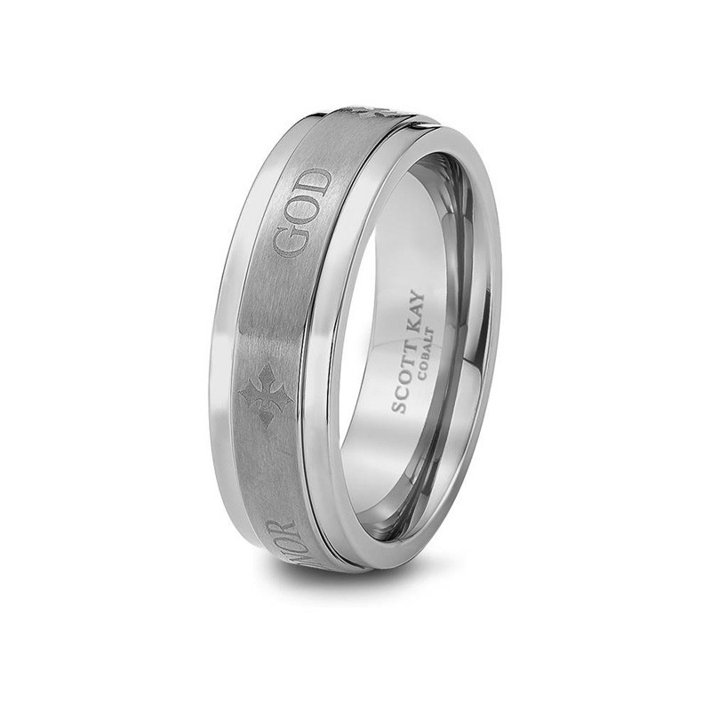 Cobalt Satin Code Wedding Band
