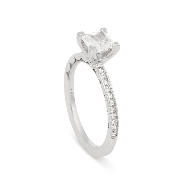 Platinum Diamond Channel Sculpted Engagement Mounting