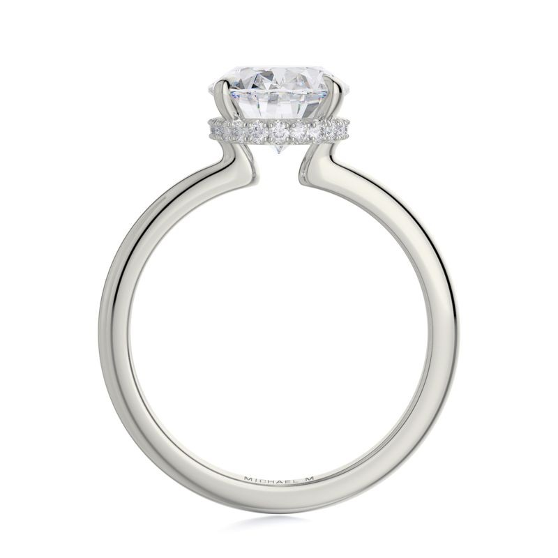 18k White Gold Oval Hidden Halo Diamond Engagement Mounting