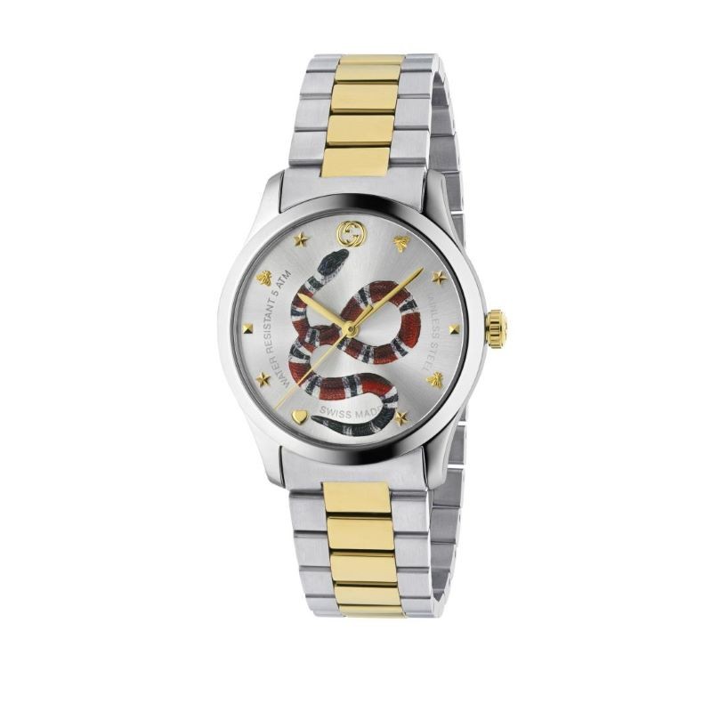G Timeless Silver Snake Dial Steel Bracelet