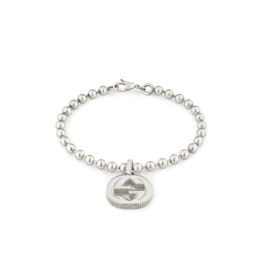 Silver Interlocking G Bead Bracelet