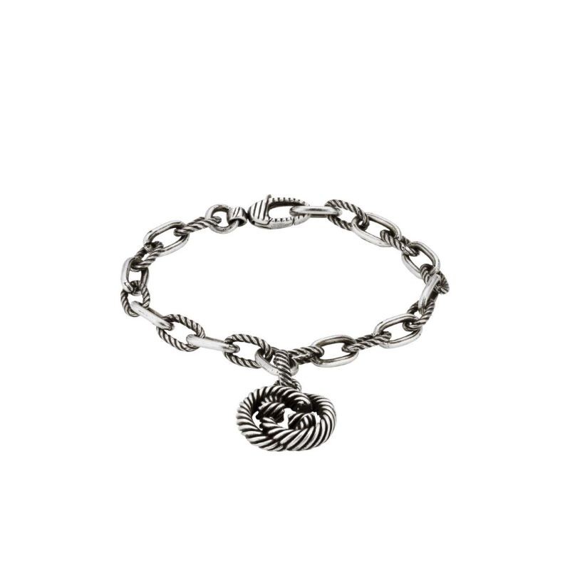Sterling Silver Interlocking G Charm Bracelet