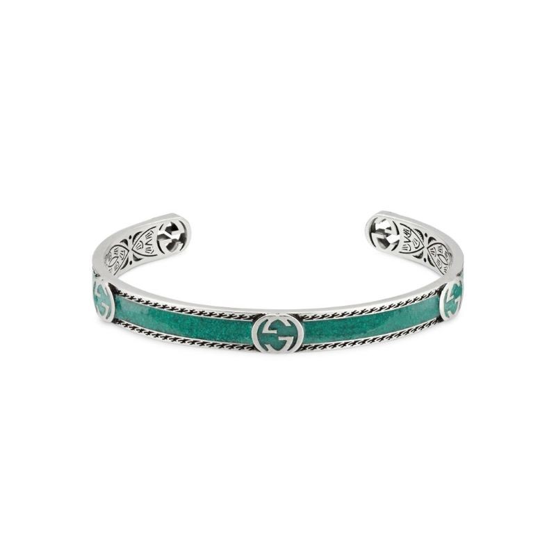 Gucci Turquoise and Sterling Silver Interlocking G Bracelet