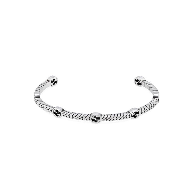 Sterling Silver Interlocking GG Bangle Bracelet