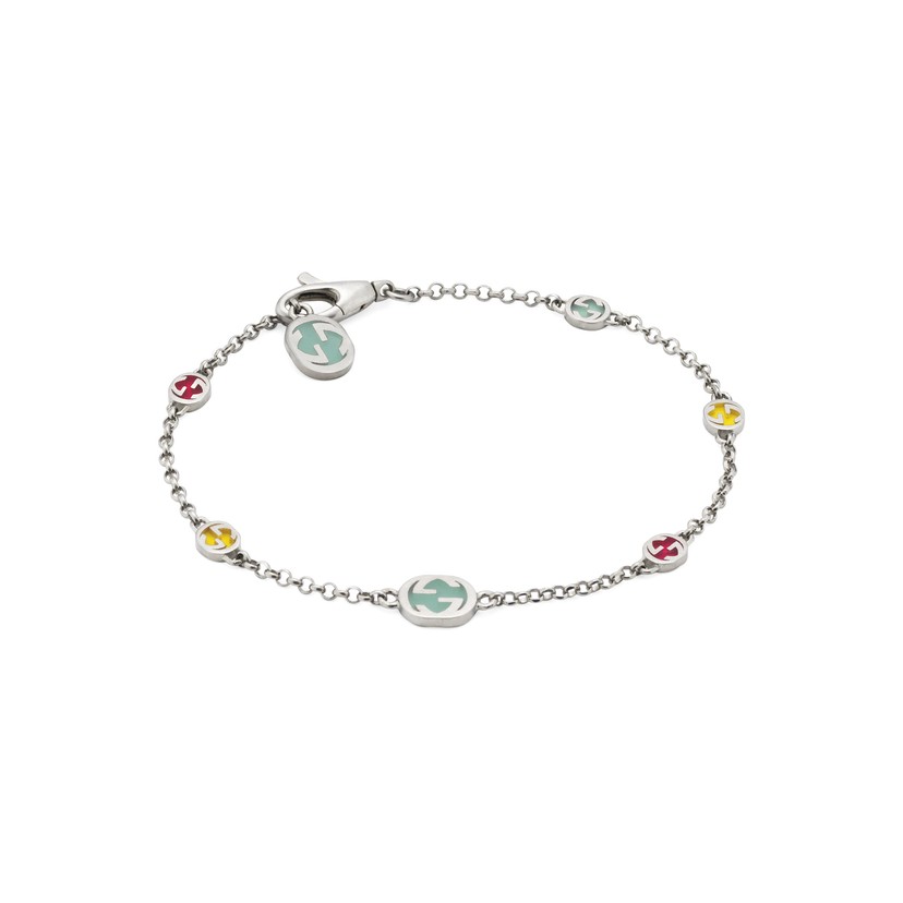 Interlocking G bracelet with multicolor enamel