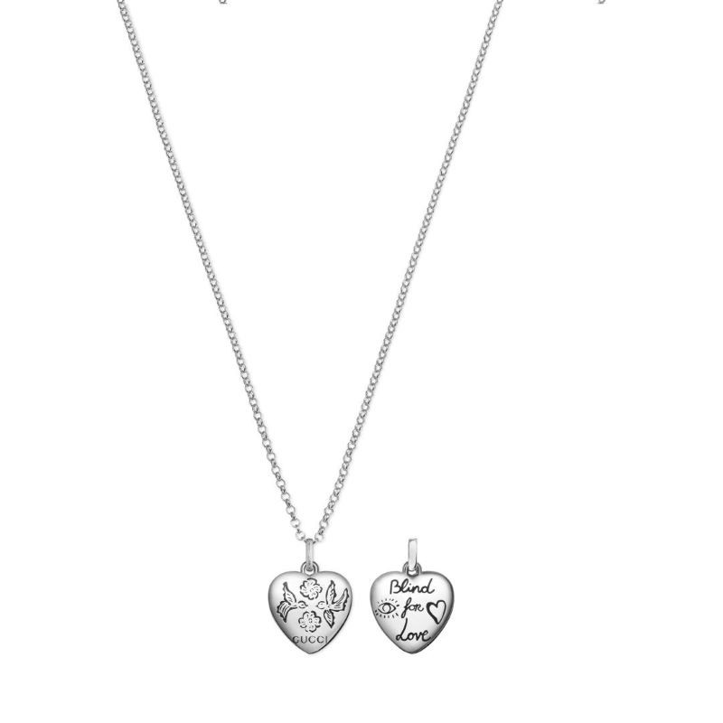 Sterling Silver Blind For Love Heart Necklace