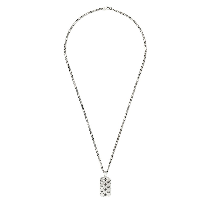 GG & Bee Engraved Pendant Necklace