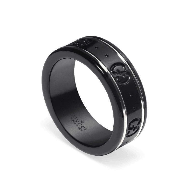 18k White Gold Black Icon GG Ring
