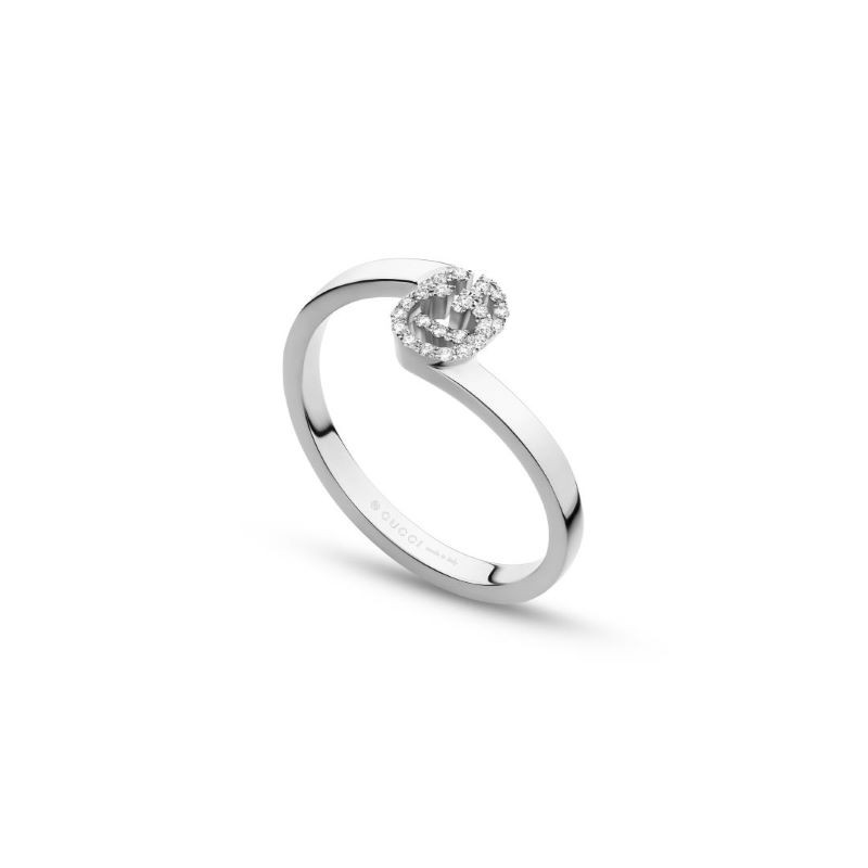 18k White Gold Diamond Running GG Ring