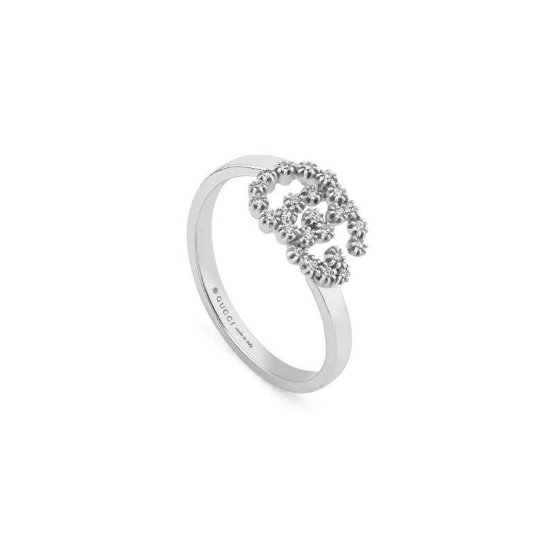18k White Gold Running G Ring