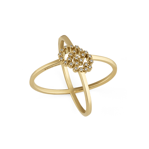 18k Yellow Gold Running G Cross Ring