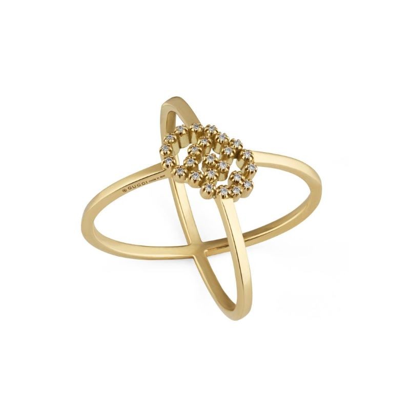 18k Yellow Gold Running G Cross Ring