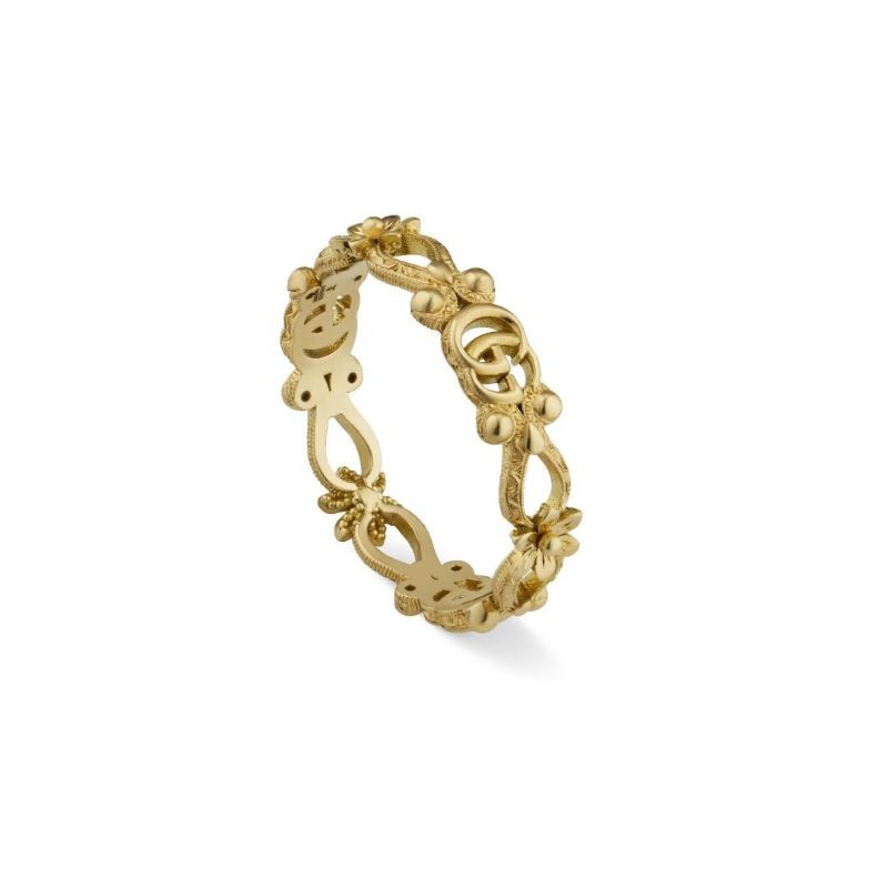 18k Yellow Gold Small Flora Diamond GG Ring