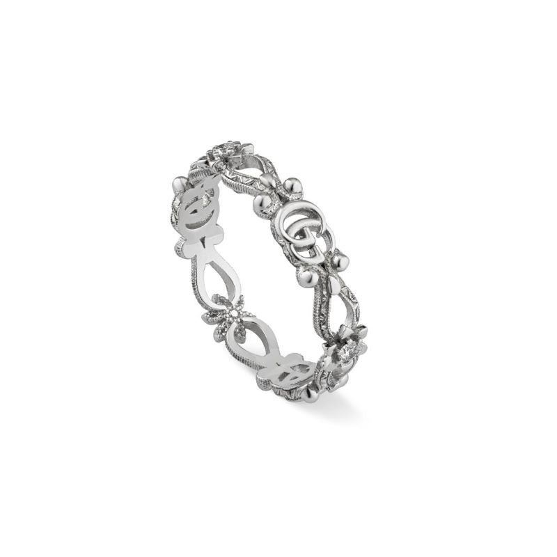 18k White Gold Small Flora Diamond GG Flower Ring