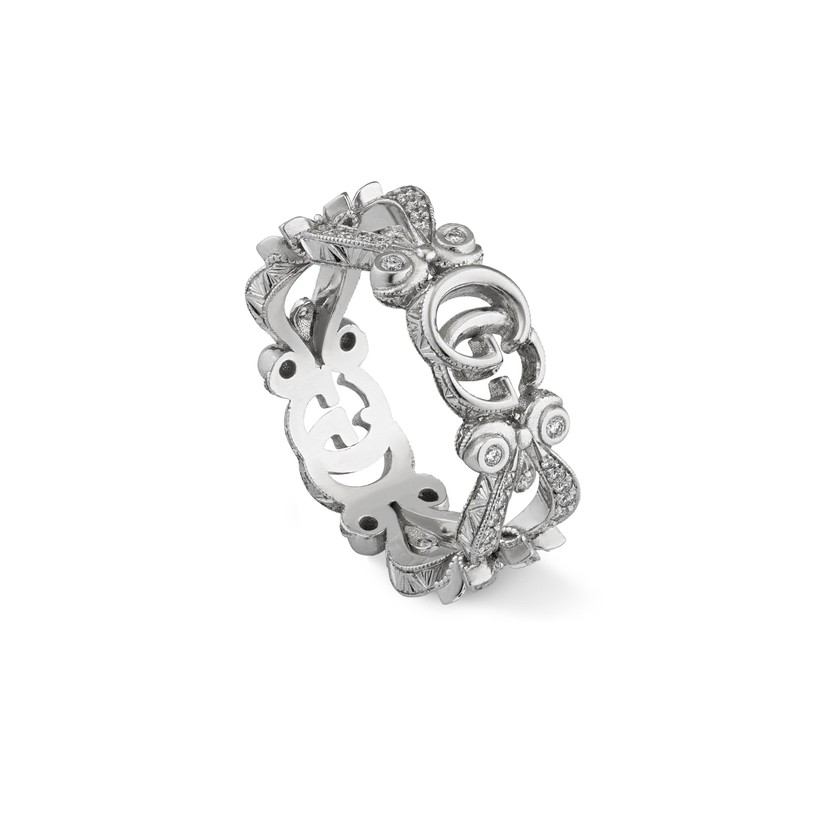 18k White Gold Flora Diamond GG Flower Ring