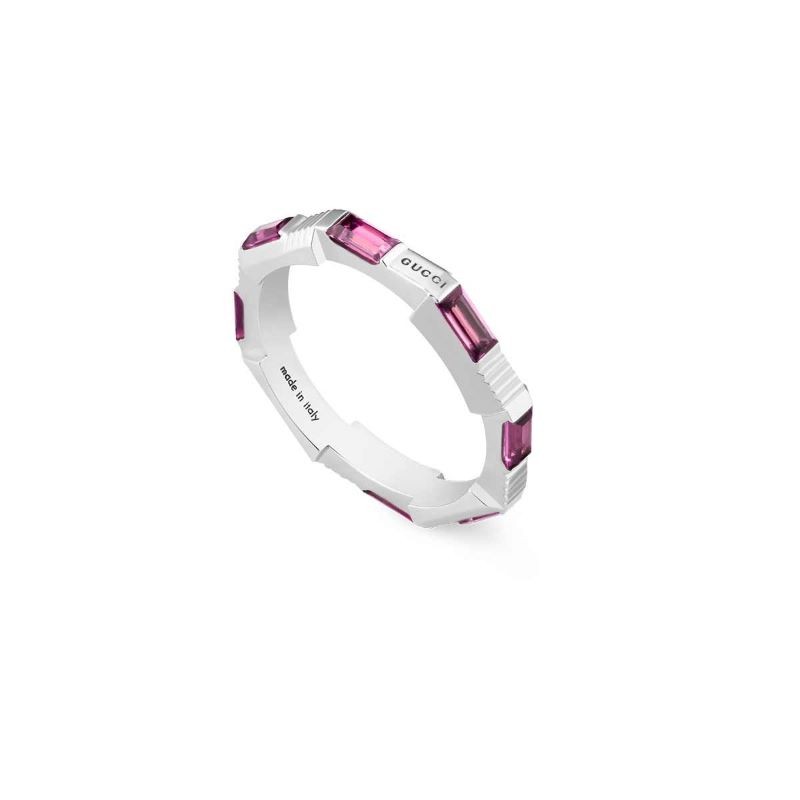 18k White Gold Link To Love Rubelite Stack Ring