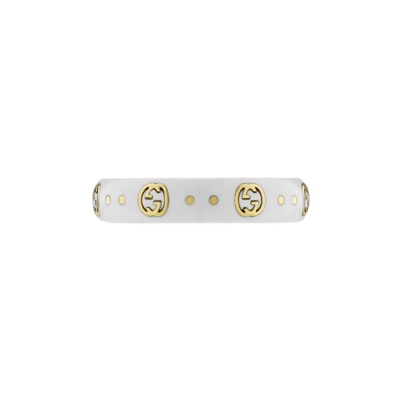 18k Yellow Gold GG White Zirconia Ring
