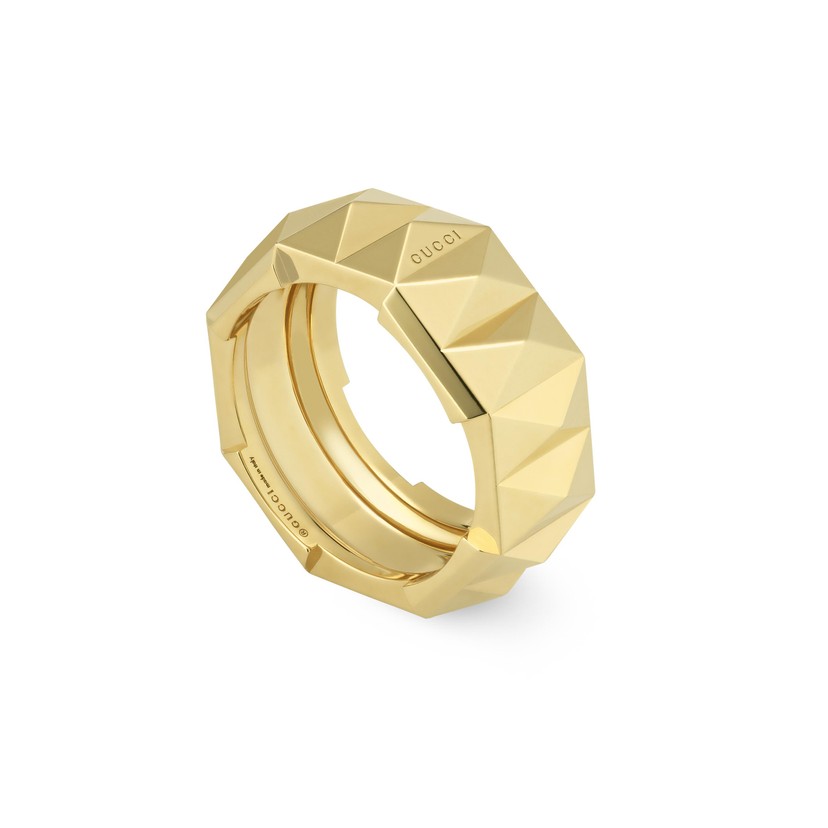 Gucci Link to Love Studded Ring in 18k Yellow Gold