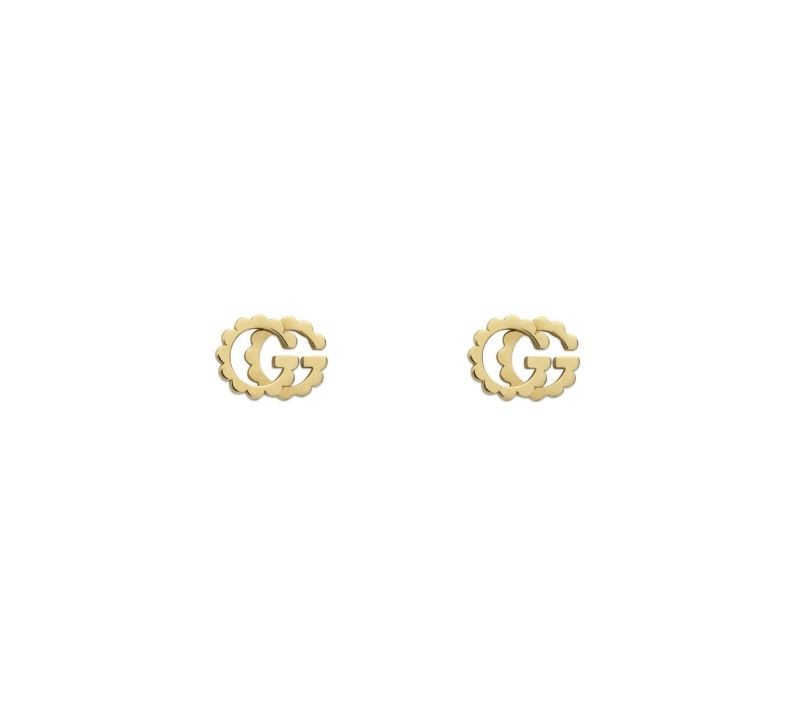 18k Yellow Gold Running G Beaded Stud Earrings
