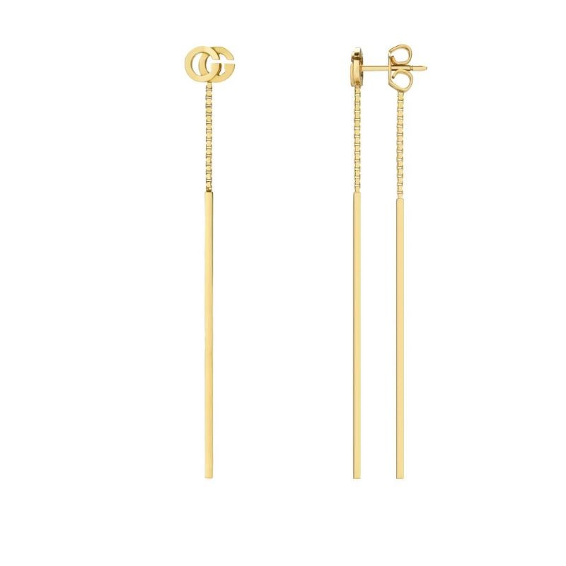 18k Yellow Gold Running G Drop Earrings