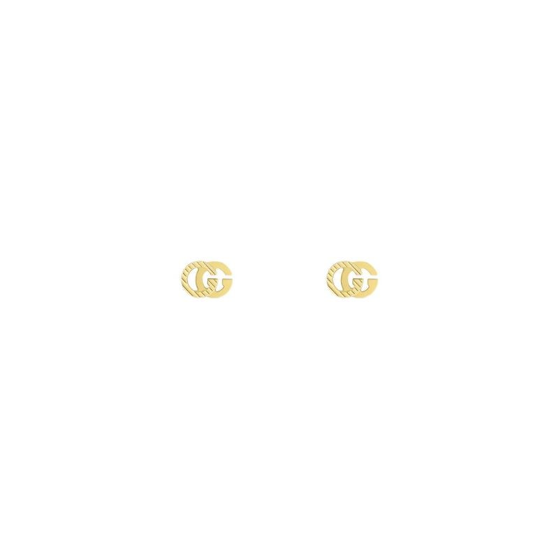 18k Yellow Gold Running GG Diagonal Stud Earrings