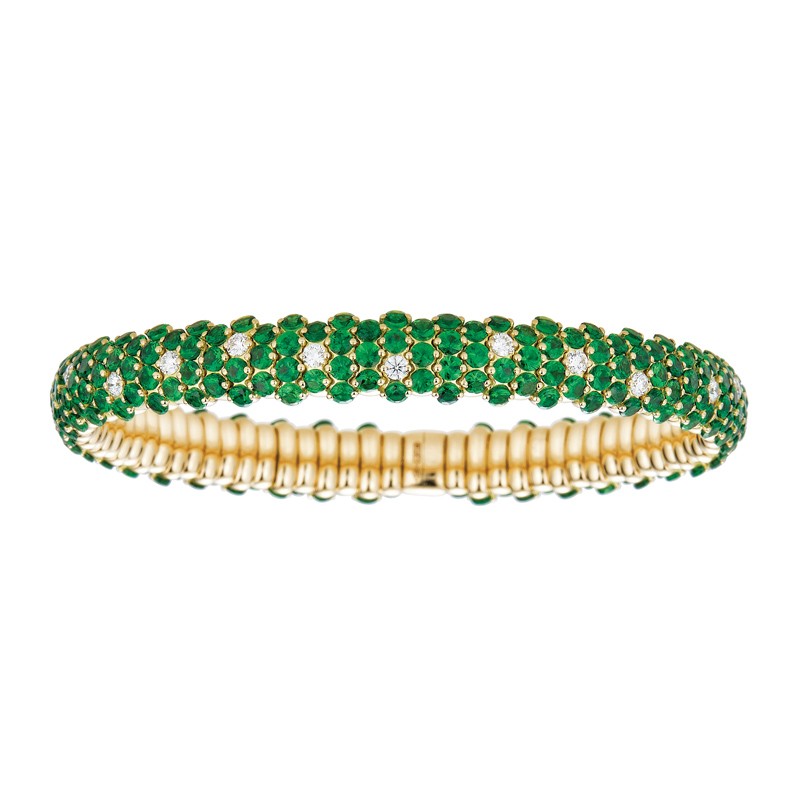 18k Yellow Gold Tsavorite Diamond Stretch Bracelet
