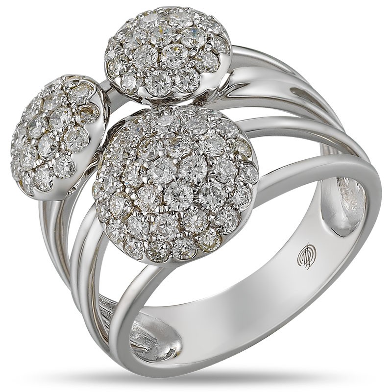 14k White Gold Pave Dome Ring
