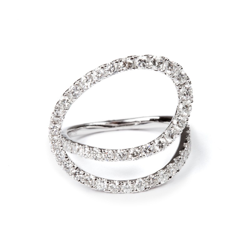 18k White Gold Swirl Diamond Ring