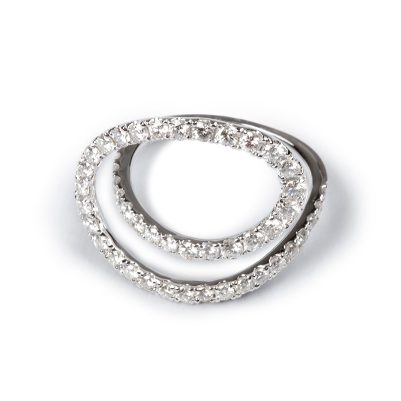 18k White Gold Swirl Diamond Ring