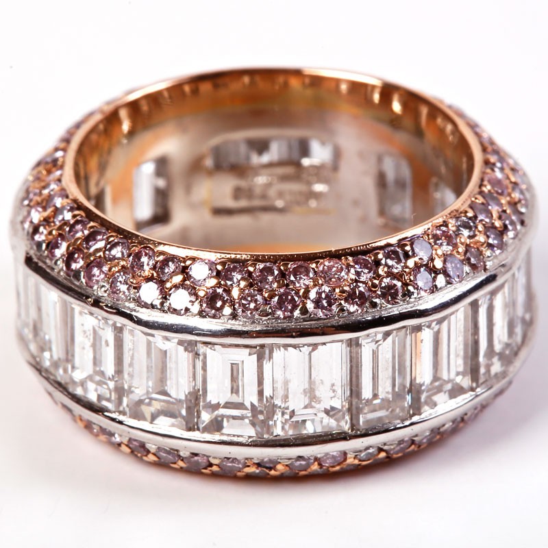 18k Rose Gold, Platinum and Pink Diamond Ring 