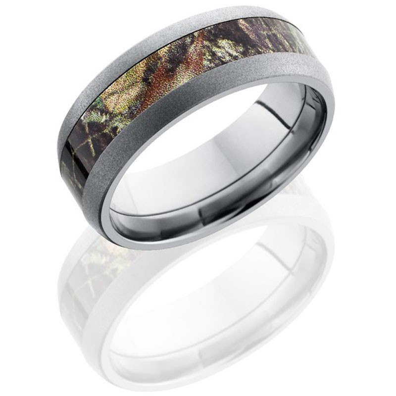 Titanium Domed Band with Mossy Oak Camo