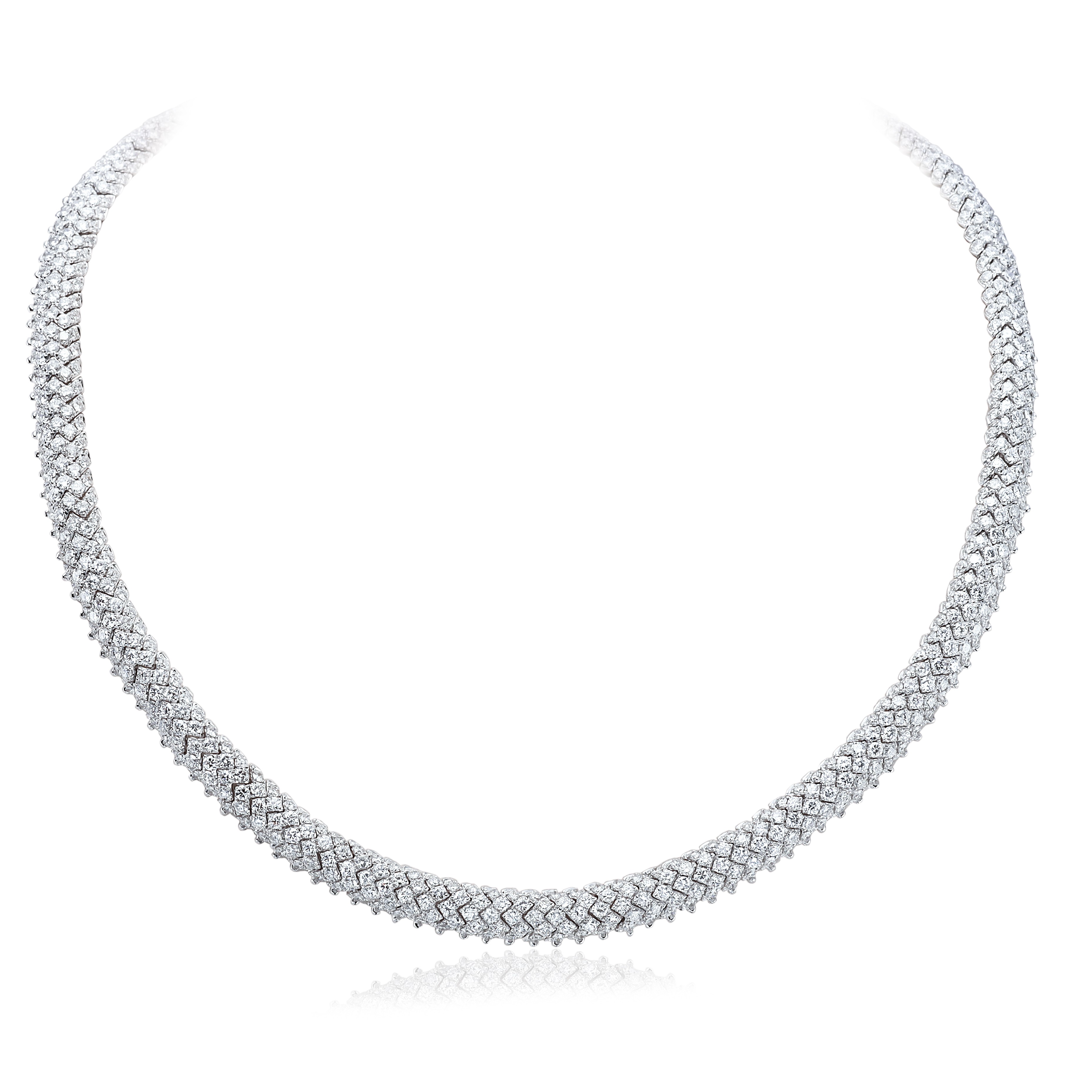 18k White Gold All Around Diamond Choker
