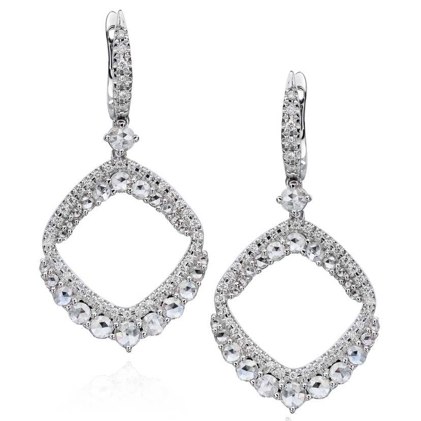 Open 18k White Gold Earrings with Diamonds