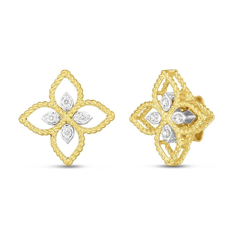 18k Yellow Gold Princessa Small Diamond Stud Earrings
