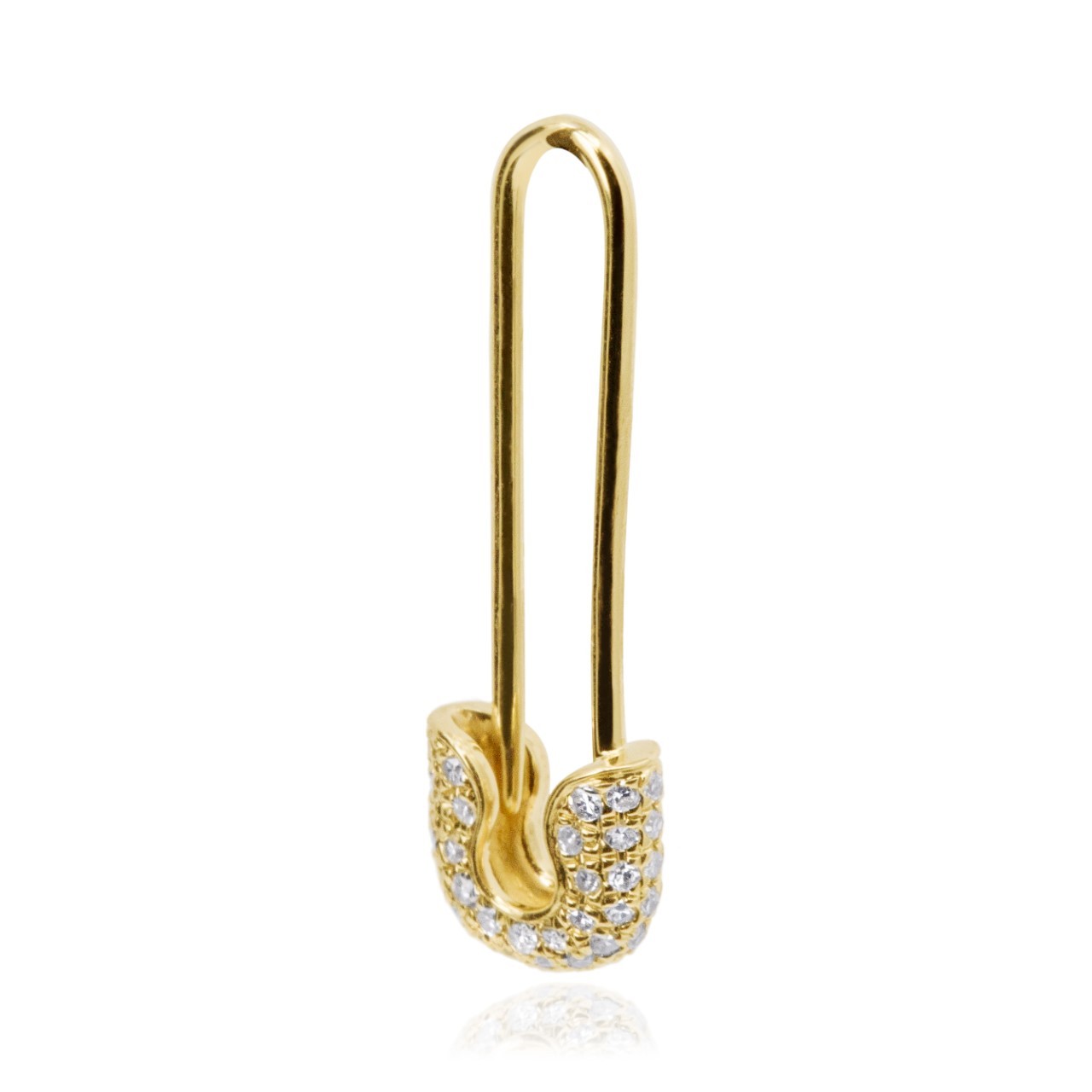 Yellow Gold and Diamond Safety Pin Earring