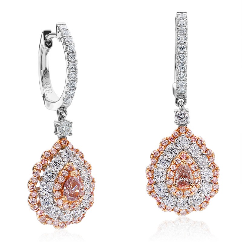 Pear Shape Pink Diamond Earrings