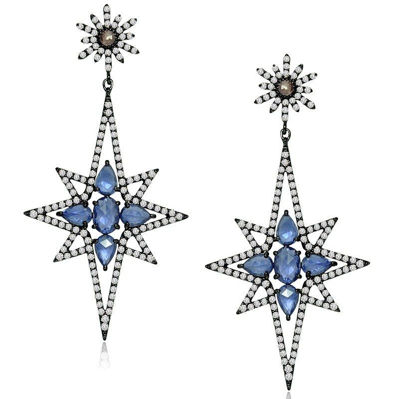 Diamond and Sapphire Starburst Earrings